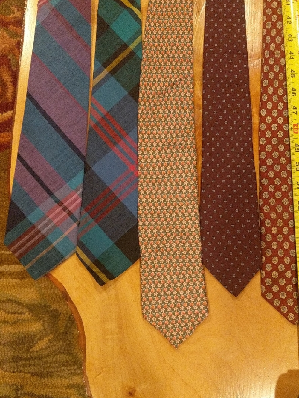 Assorted Men's Silk, Cotton and Woo Ties in Teal, Burgundy, Purple, Blue & Brown - Picture 2 of 13